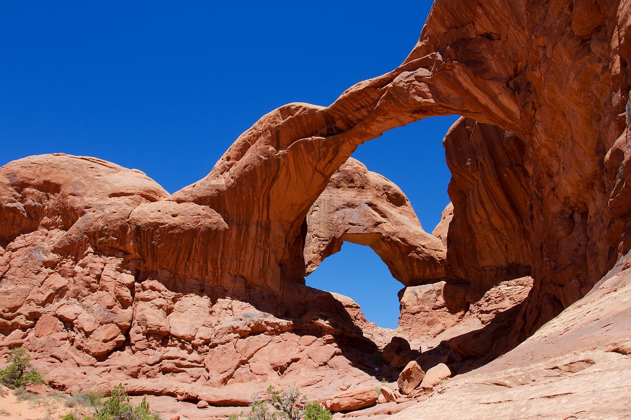 double arch rock arch landscape free photo