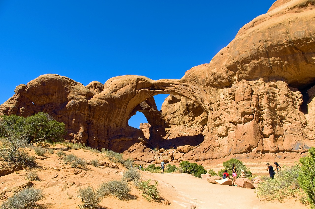 double arch  sandstone  arches free photo
