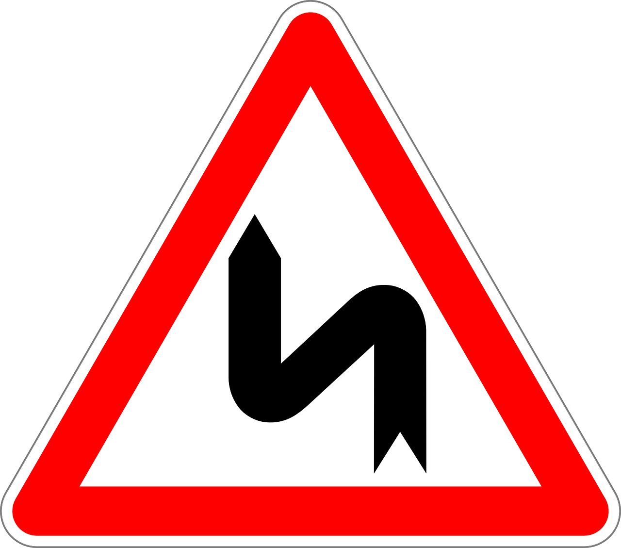 double curve first to left traffic sign sign free photo