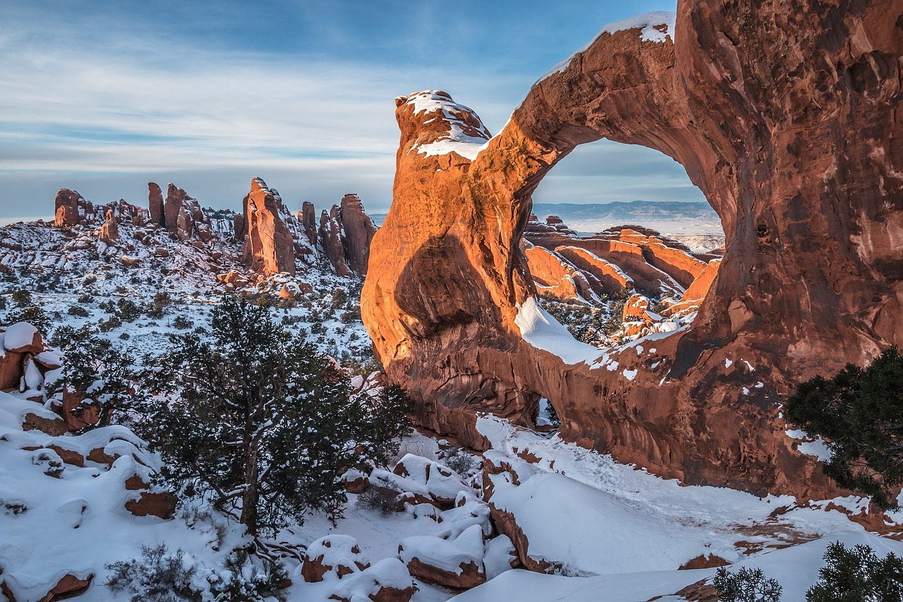 double o arch landscape rock free photo