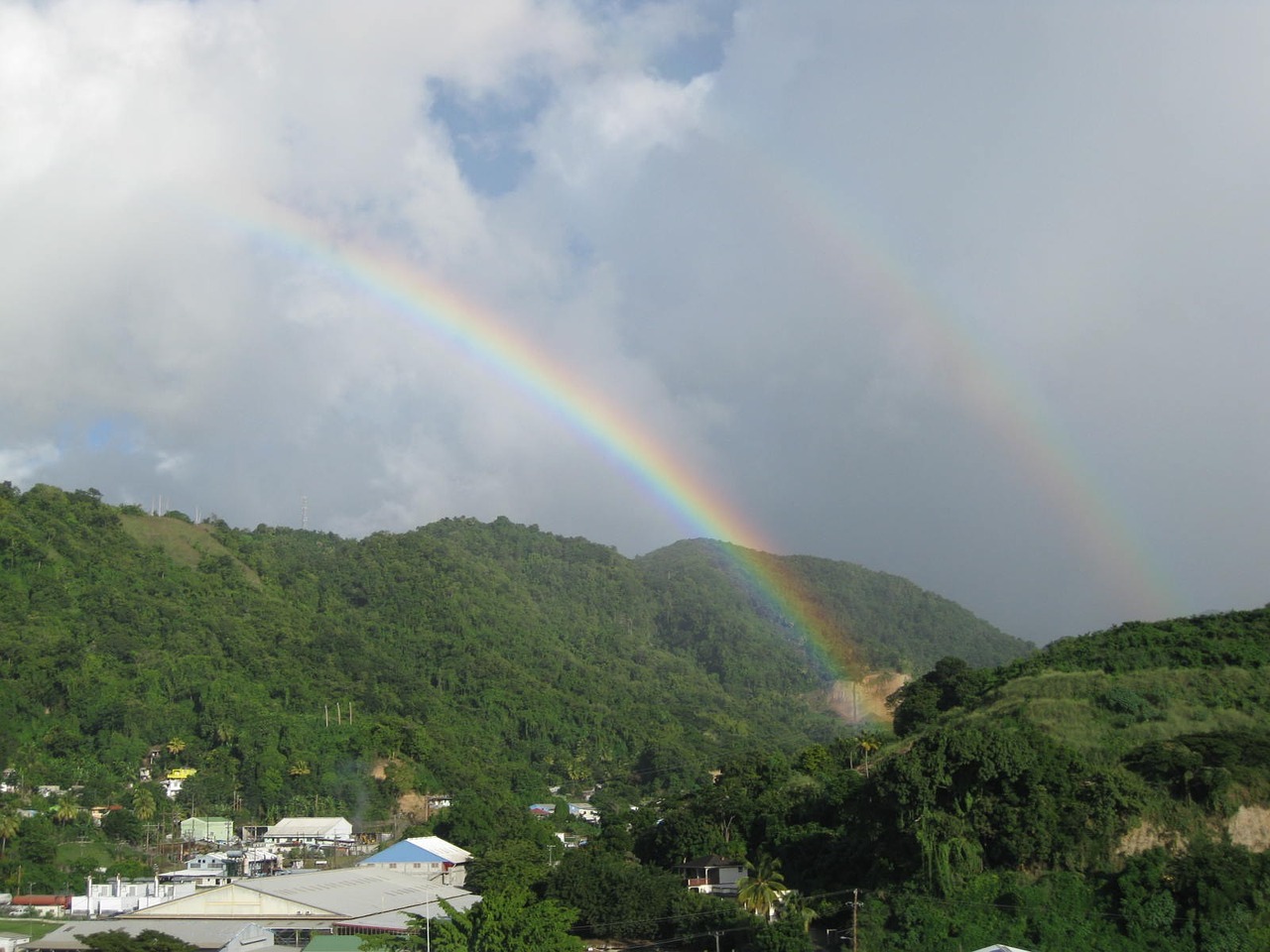 double rainbow landscape sky free photo