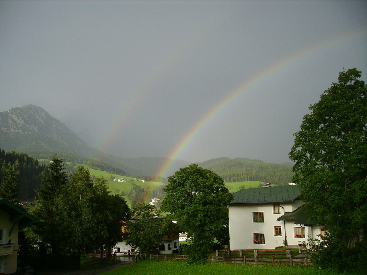 double rainbow sky natural wonders free photo
