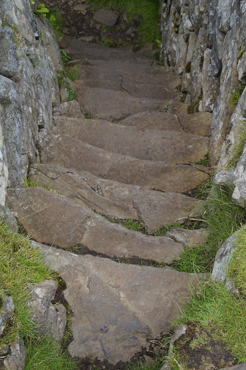 downstairs  stairs  stone stairway free photo