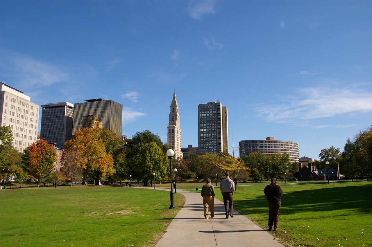 downtown park walk free photo