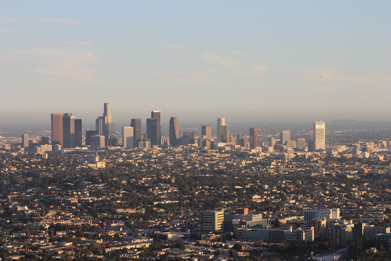 downtown los angeles pic from sky los angeles free photo