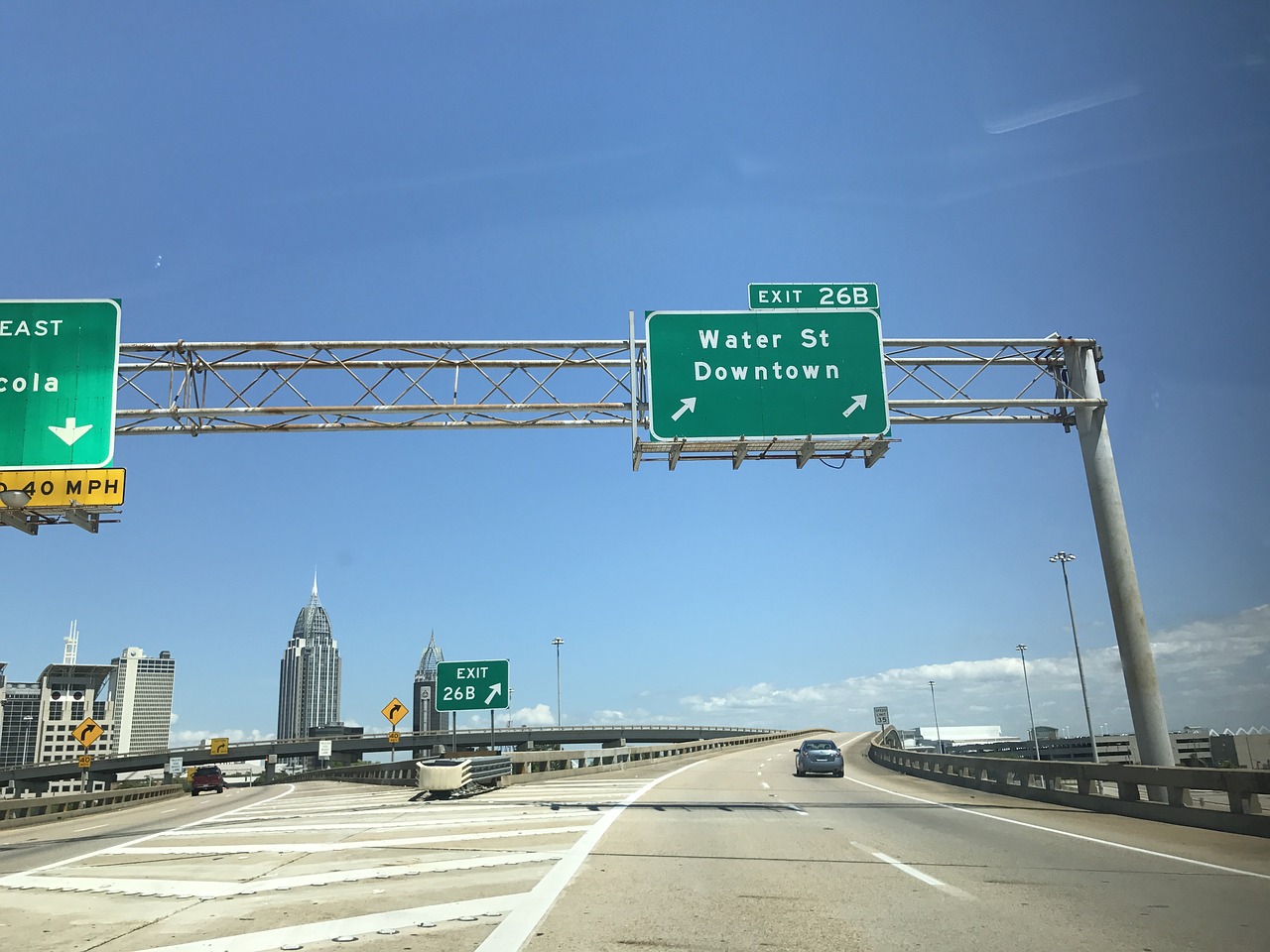 downtown mobile alabama interstate 10 street sign free photo