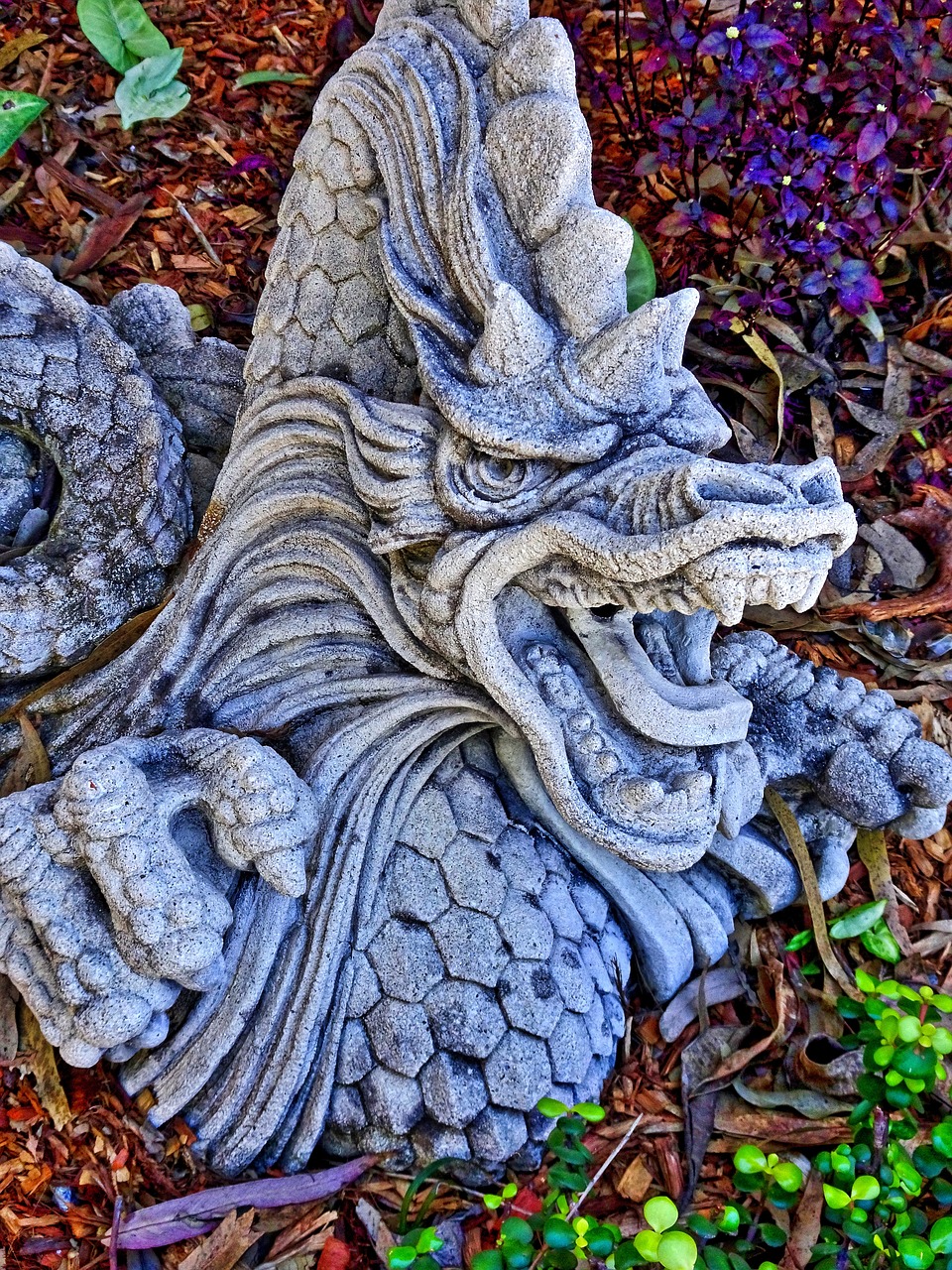 dragon stone sculpture free photo