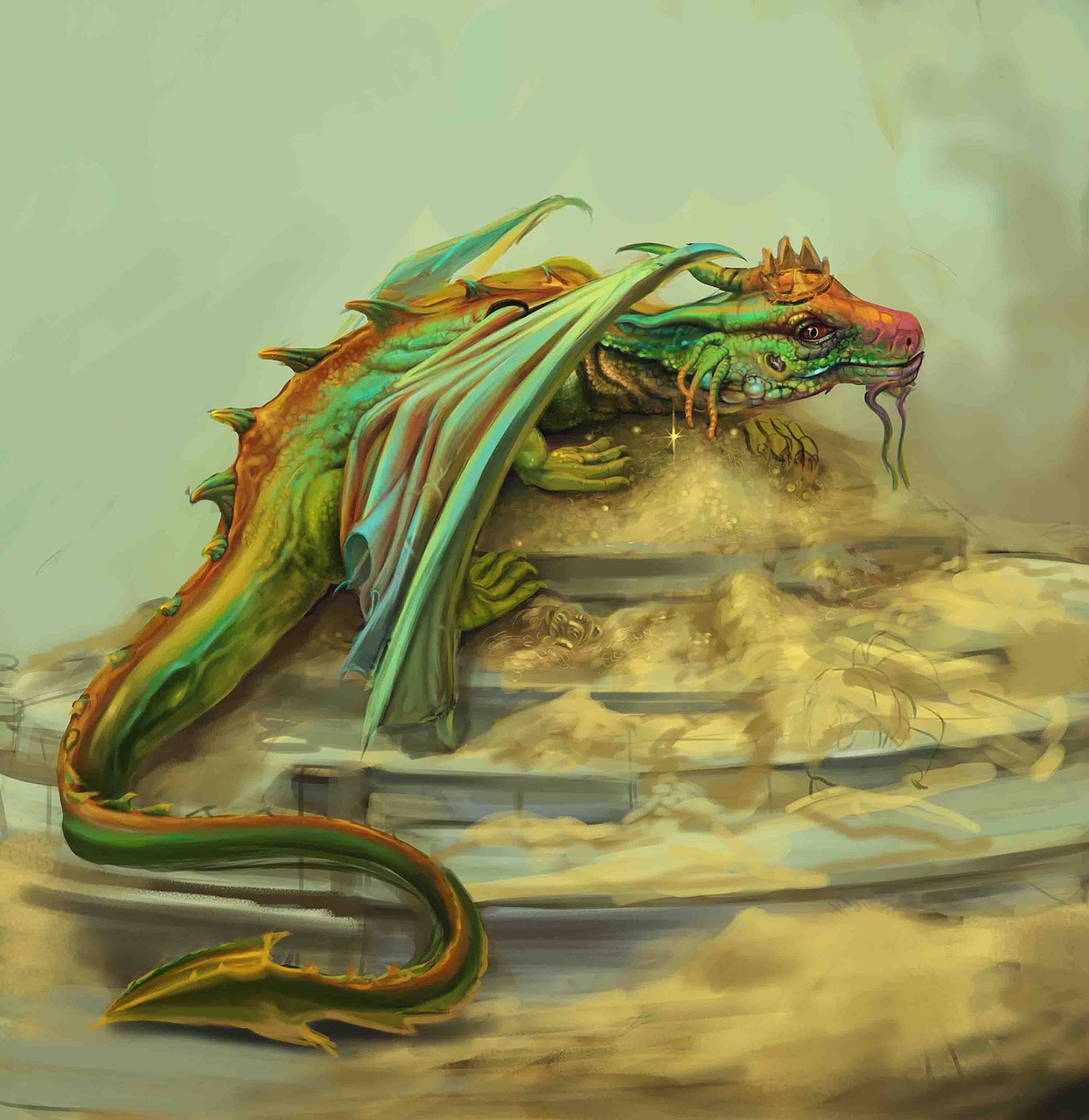 dragon  digital painting  fantasy character free photo