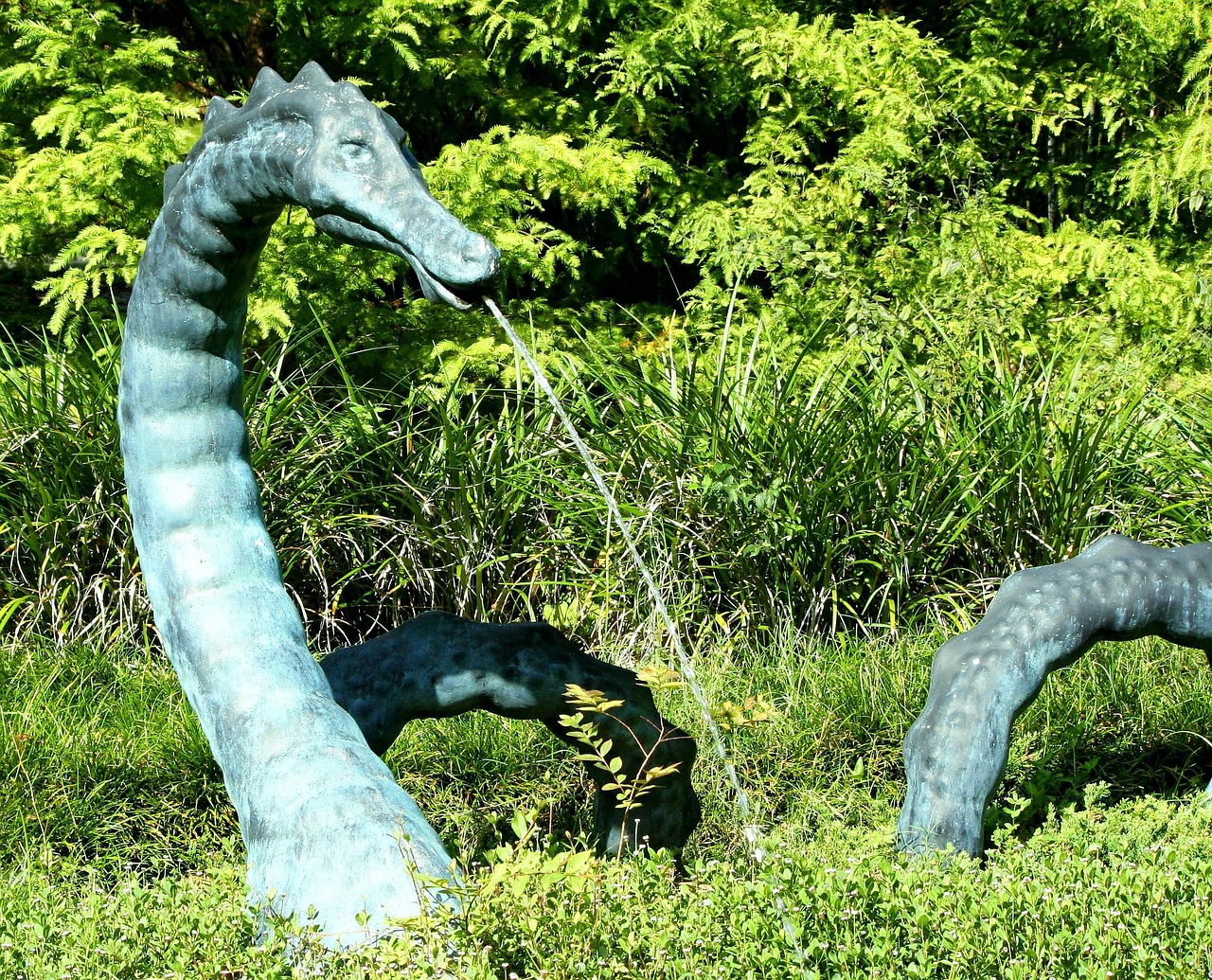 dragon fountain water feature free photo
