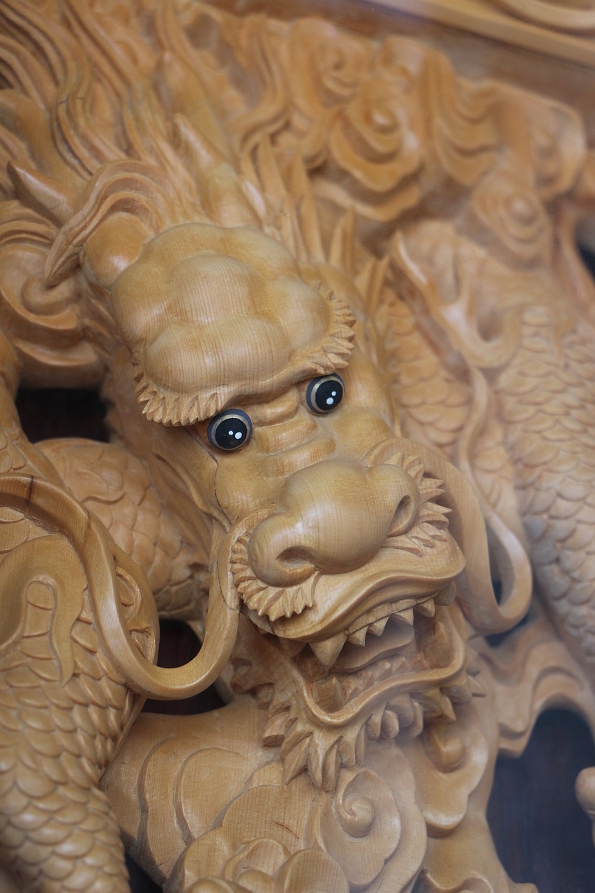 dragon sculpture wood carving free photo