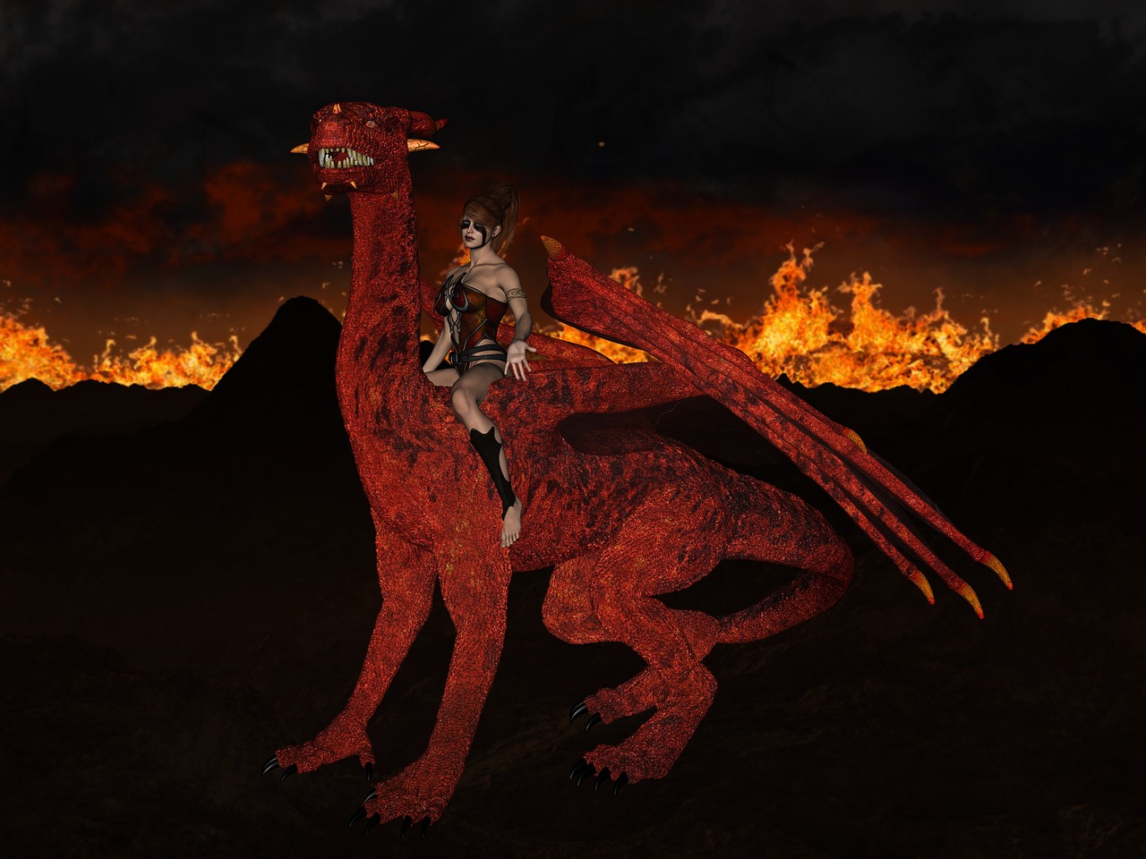 dragon reddish woman free photo