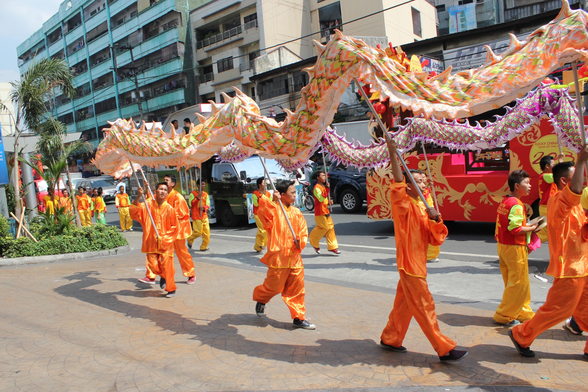 dragon dance dancers chinese tradition free photo