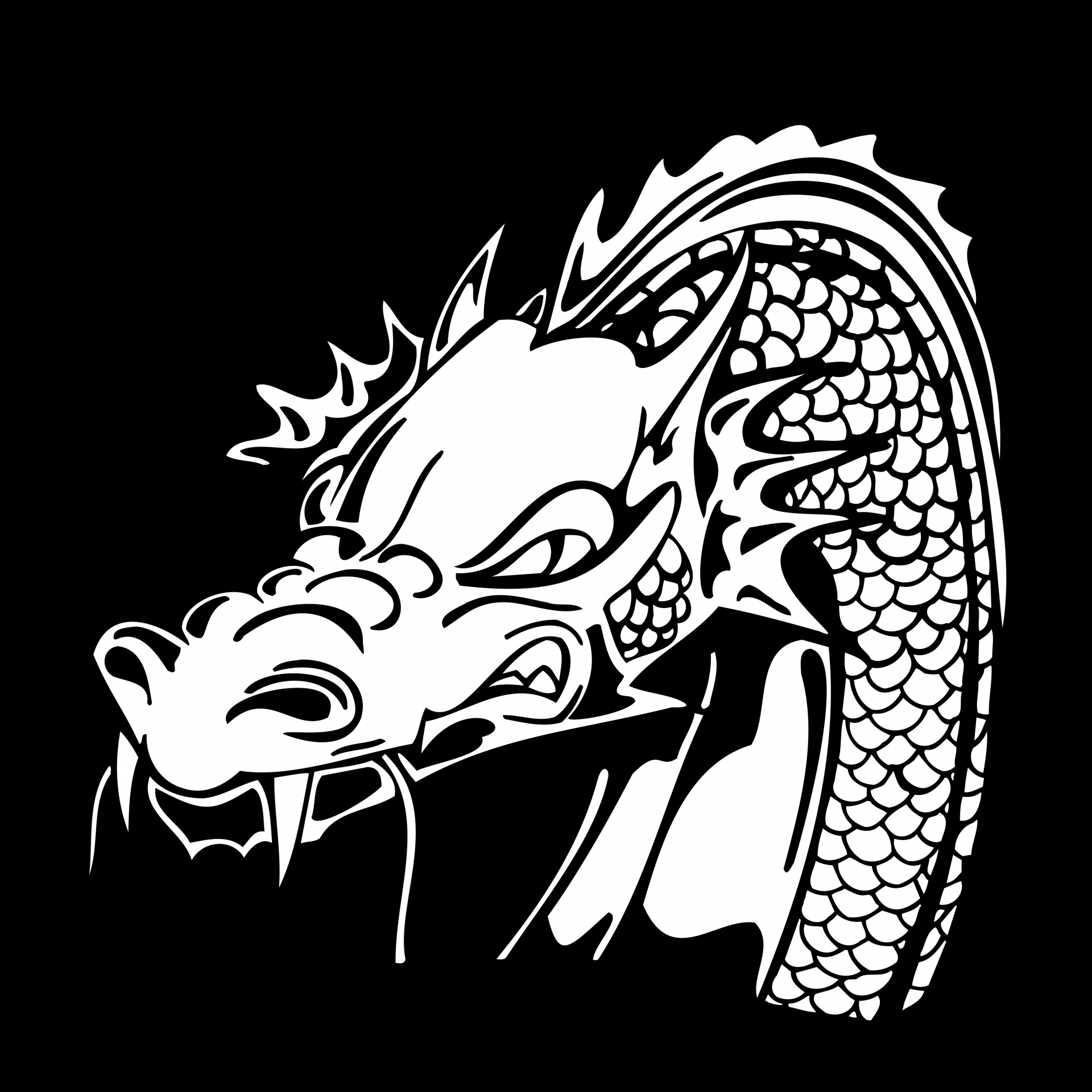 Голова дракона черно белый рисунок