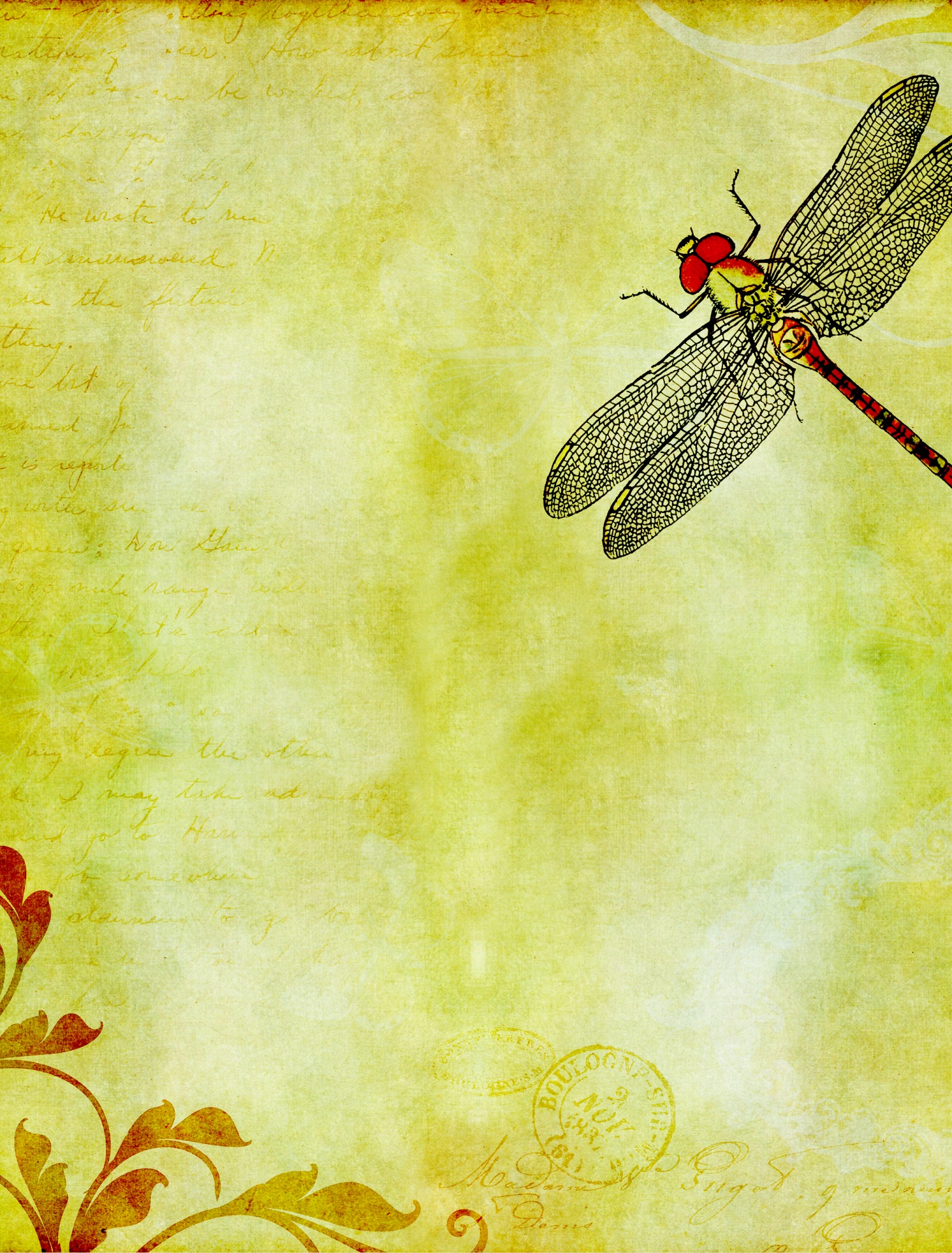 dragonfly watercolor vintage free photo