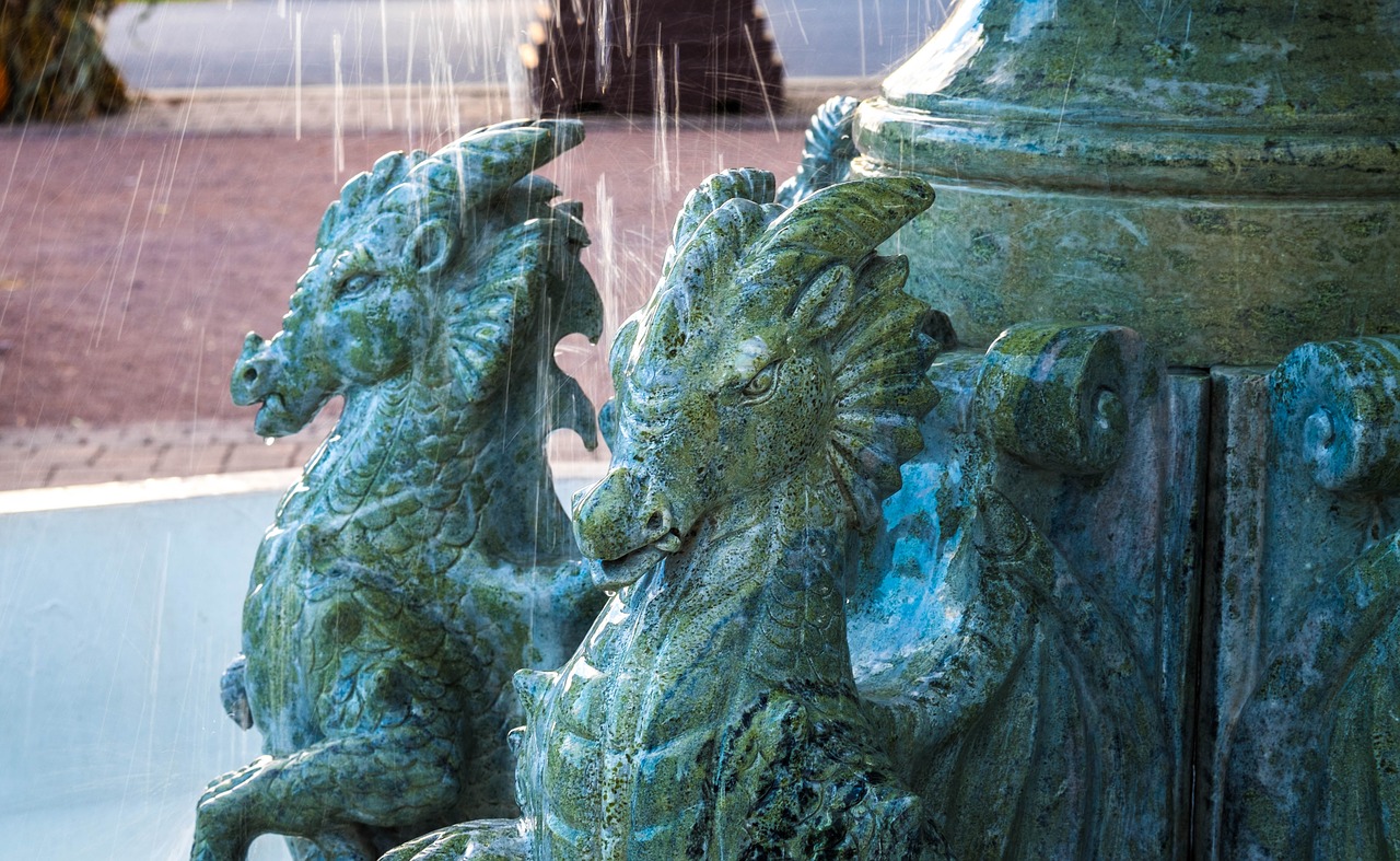 dragons fountain water free photo