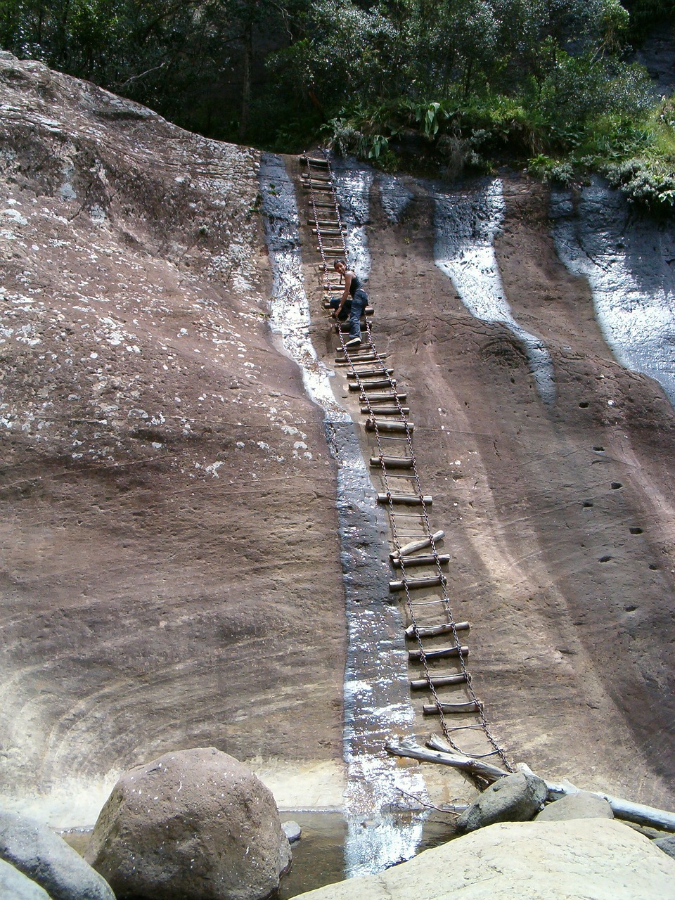 drakensberg mountains steep slope rope ladder free photo