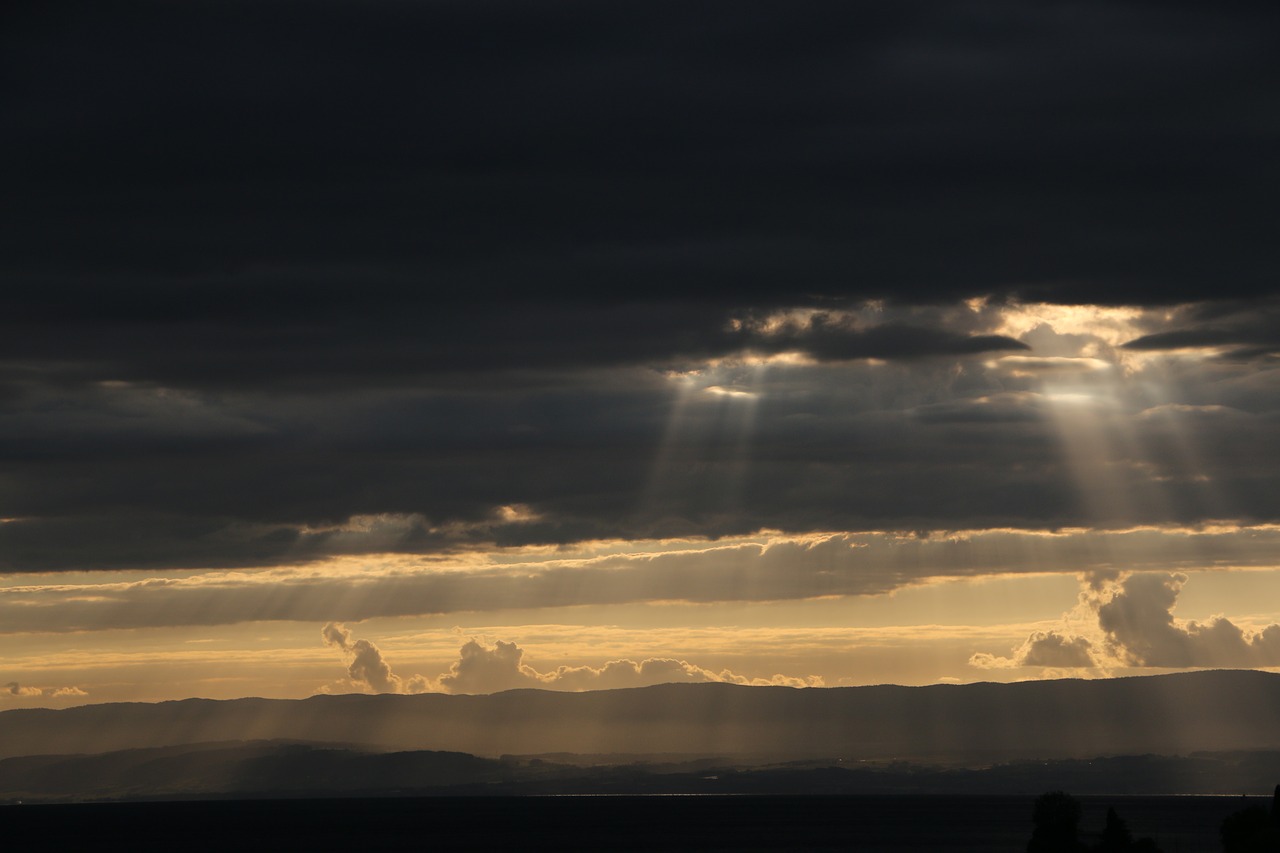 dramatic sky sunset lake geneva free photo