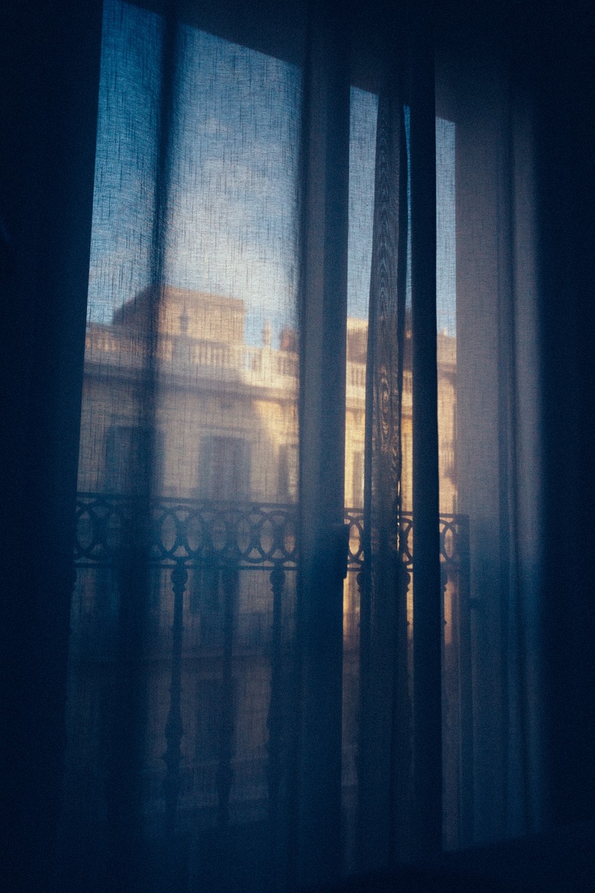 drapes curtains window view free photo