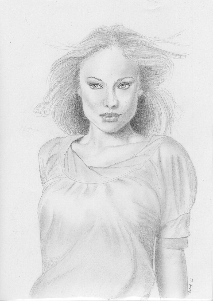 black and white drawing woman free photo