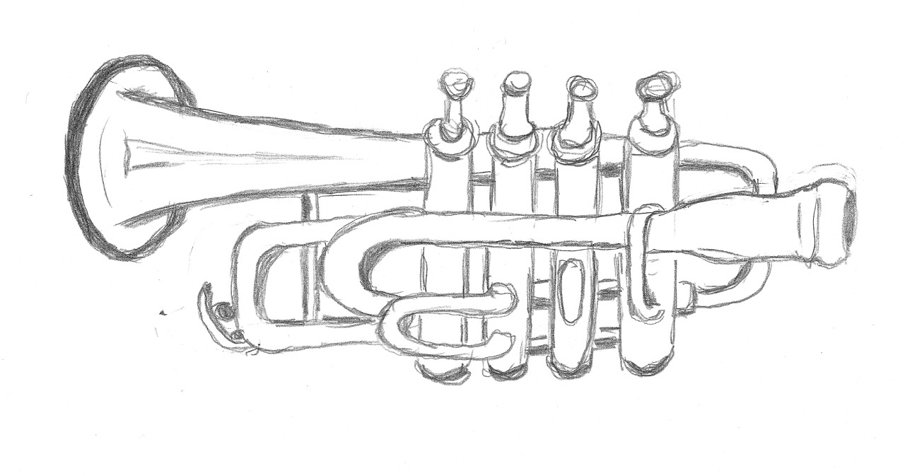 drawing trumpet sketch free photo