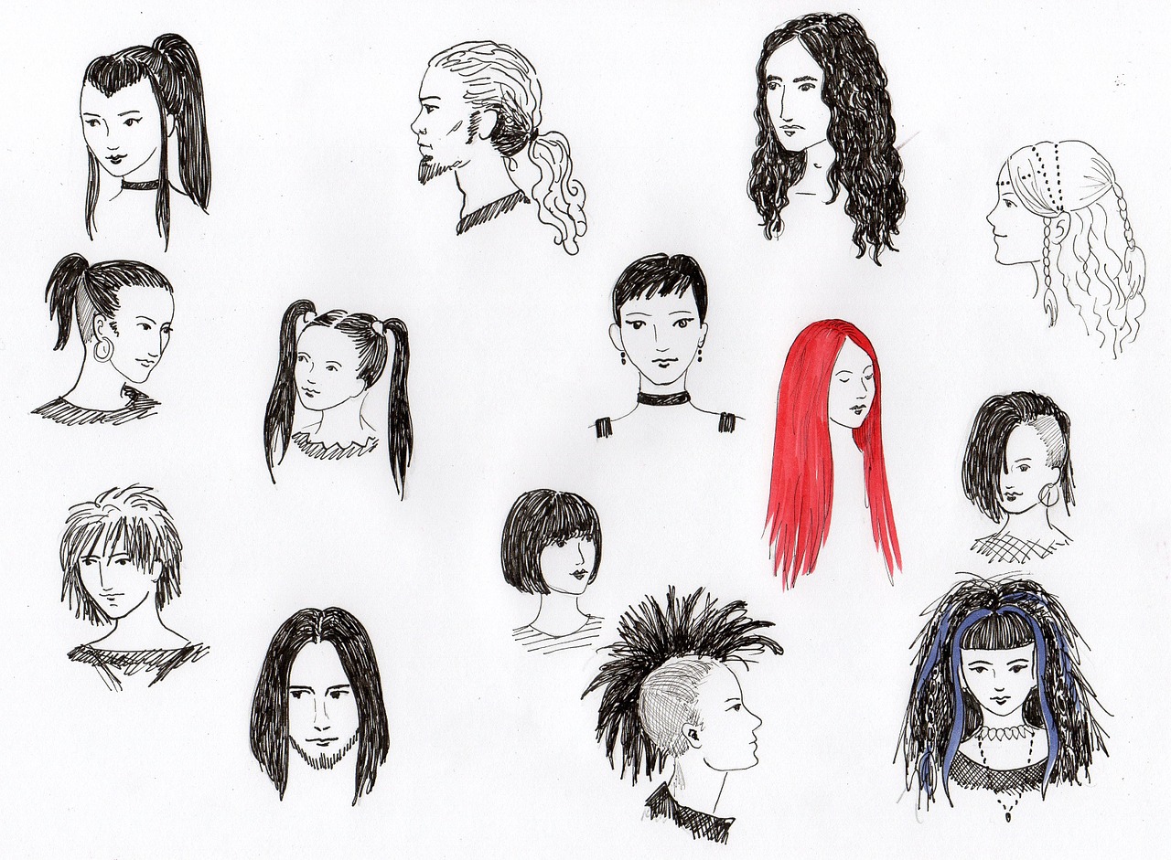 drawing hairstyles heads free photo
