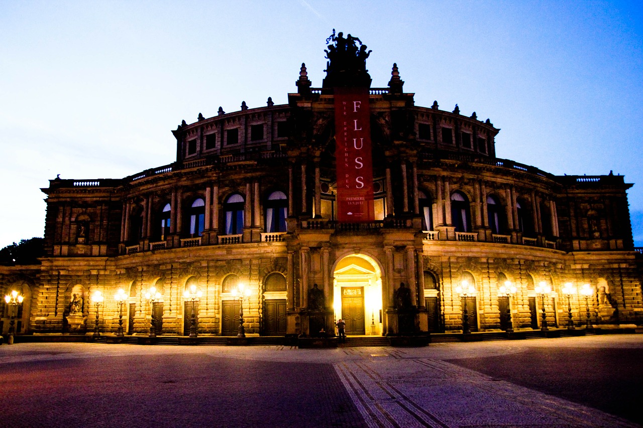 dresden semper opera house night free photo