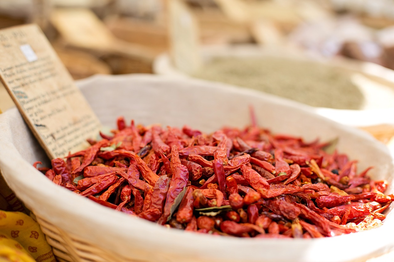 dried red peppers farmer's market hot free photo
