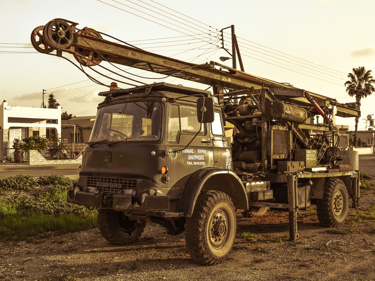 drilling rig truck vehicle free photo