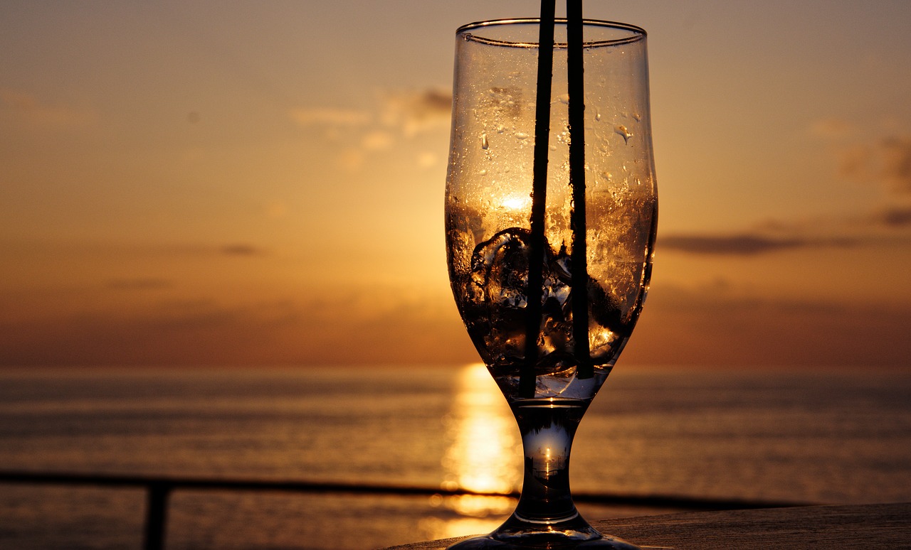 drink sunset sea free photo