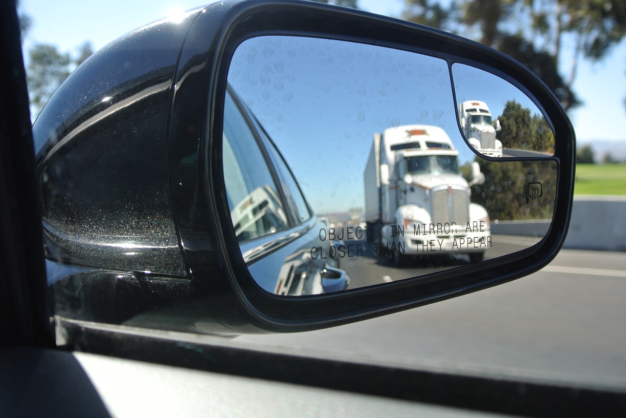rear view mirror driving truck free photo