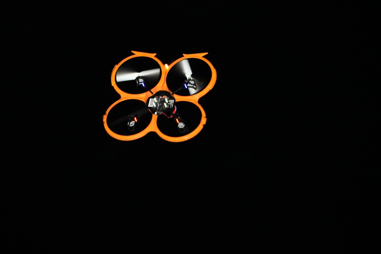 drone flight at night free photo