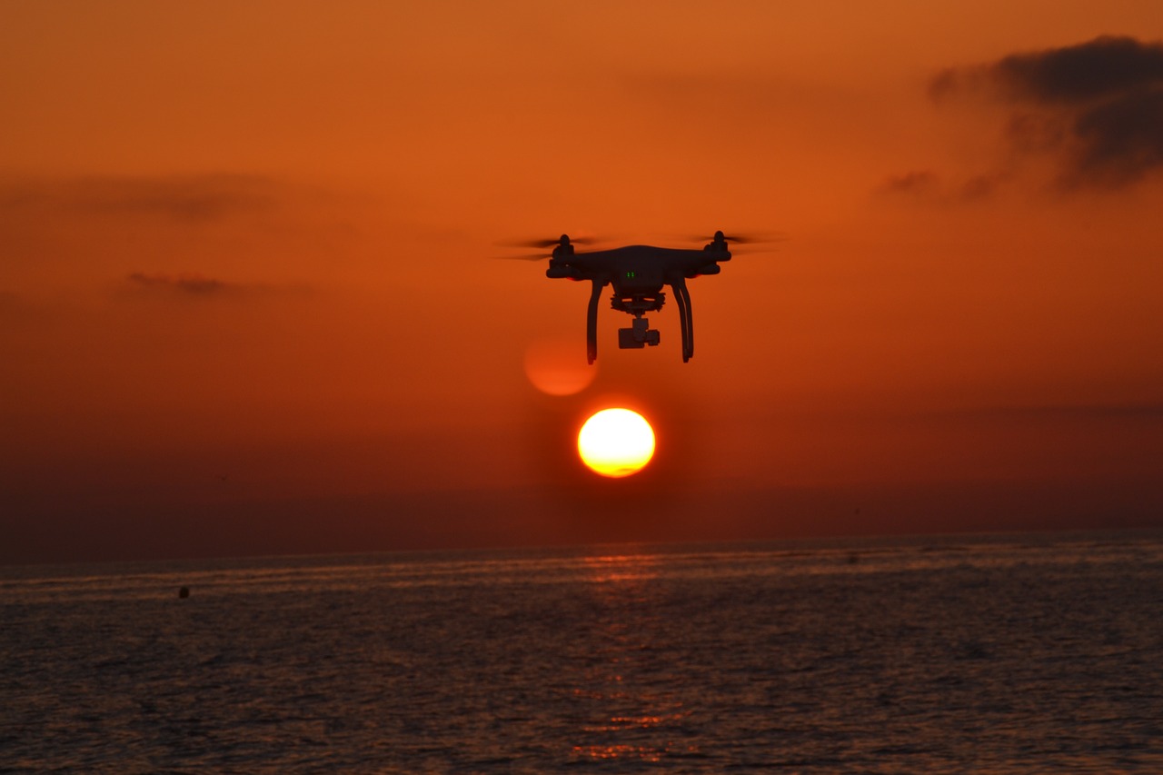 drone sunset sea free photo