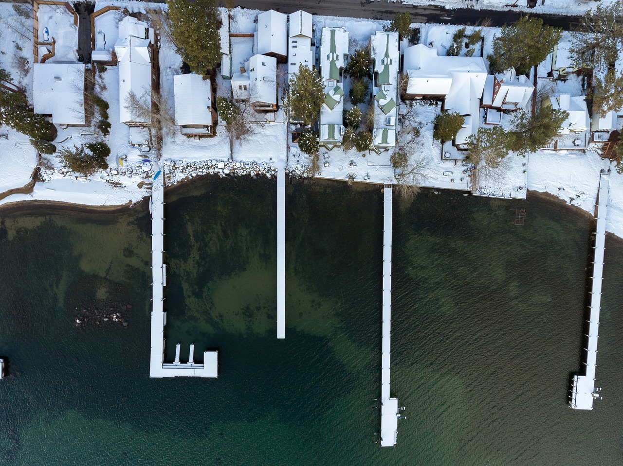 drone lake pier free photo