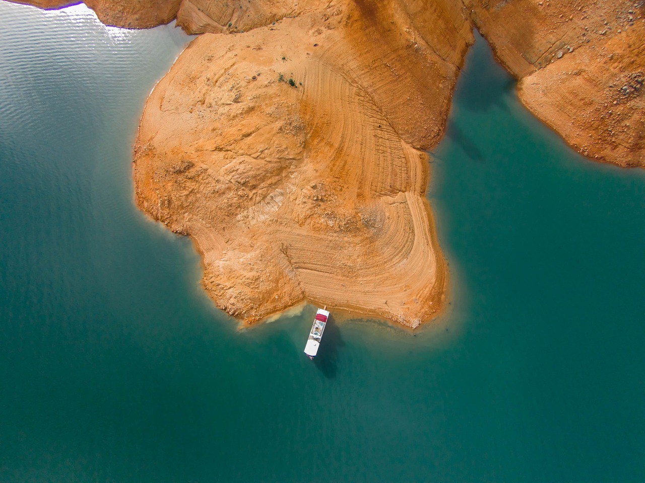 drone lake drought free photo