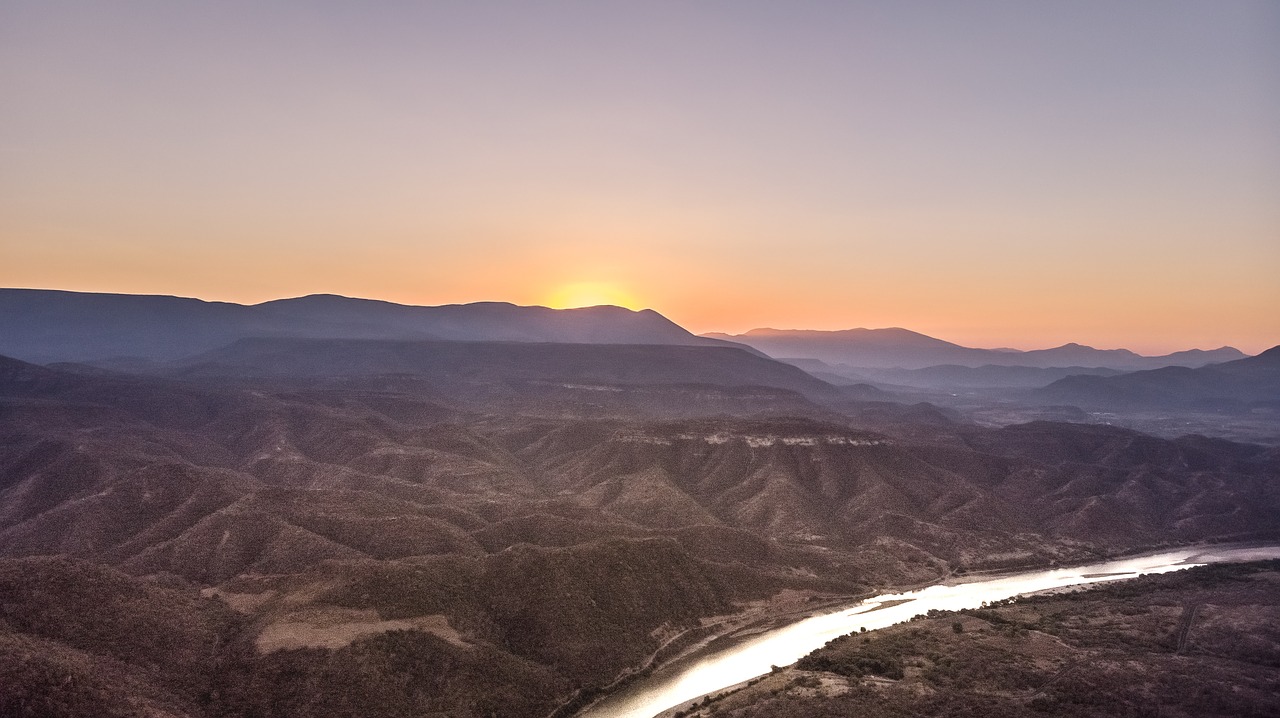 drone  sunset  river free photo