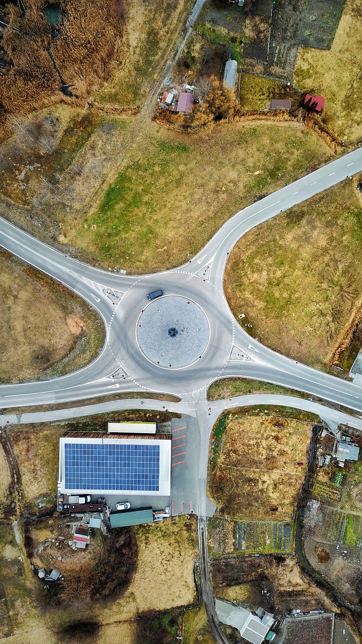 drone  traffic  roundabout free photo
