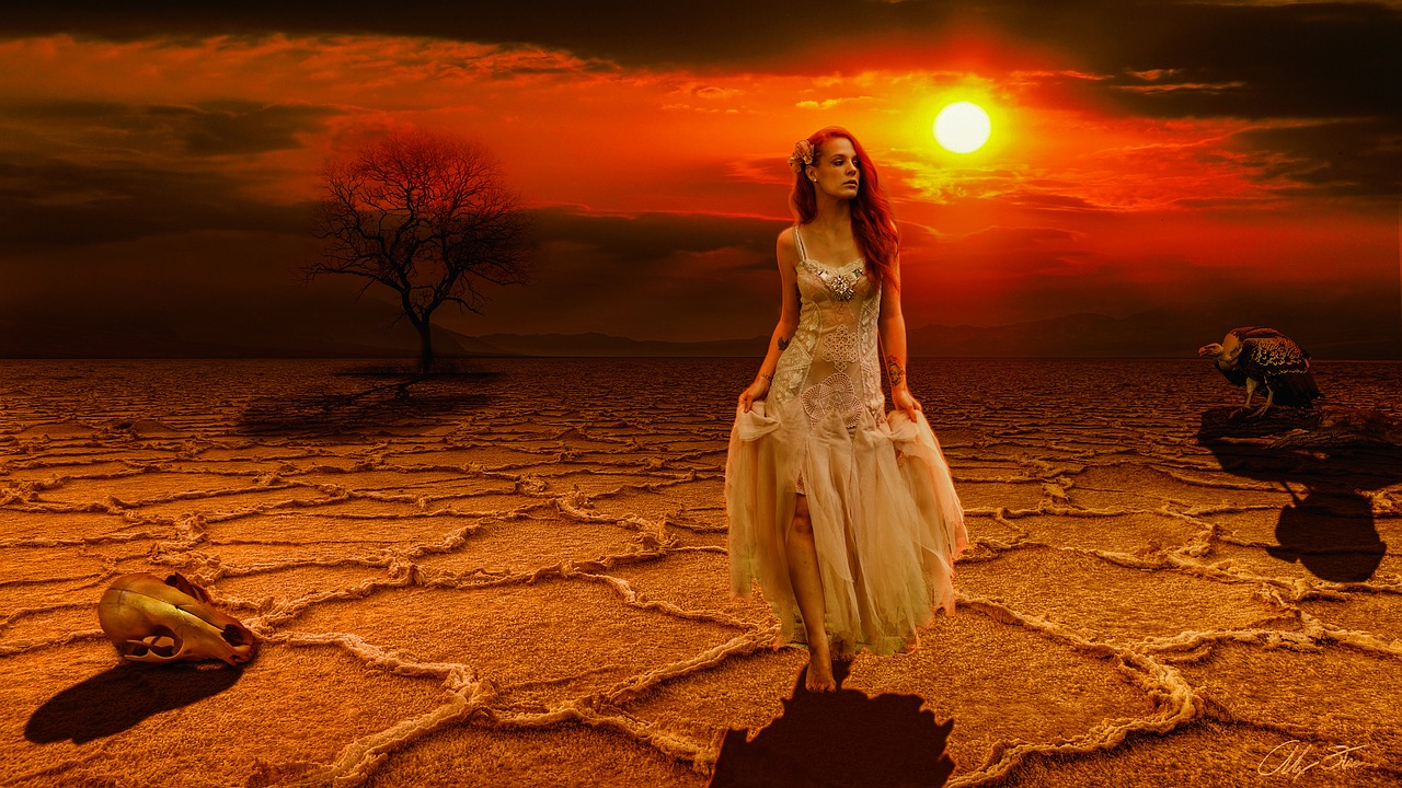 drought sunset model free photo