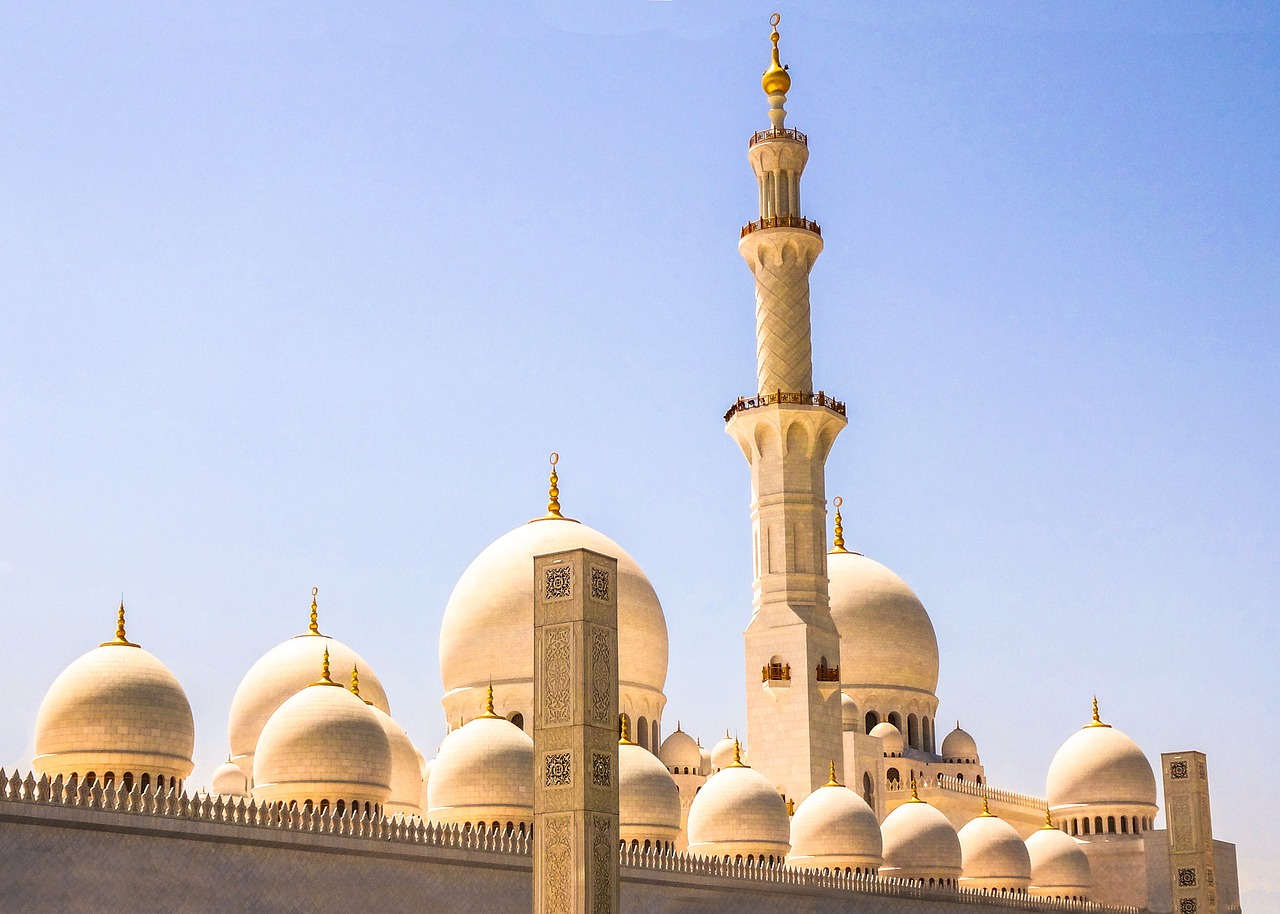 Dubai,mosque,blue,gold,blue sky - free image from 