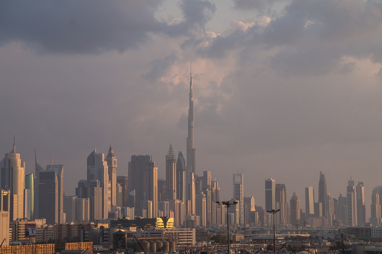 dubai clouds skyline free photo