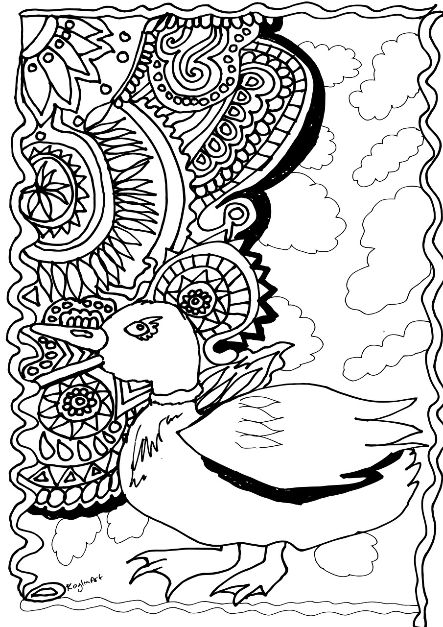 duck coloring page design free photo
