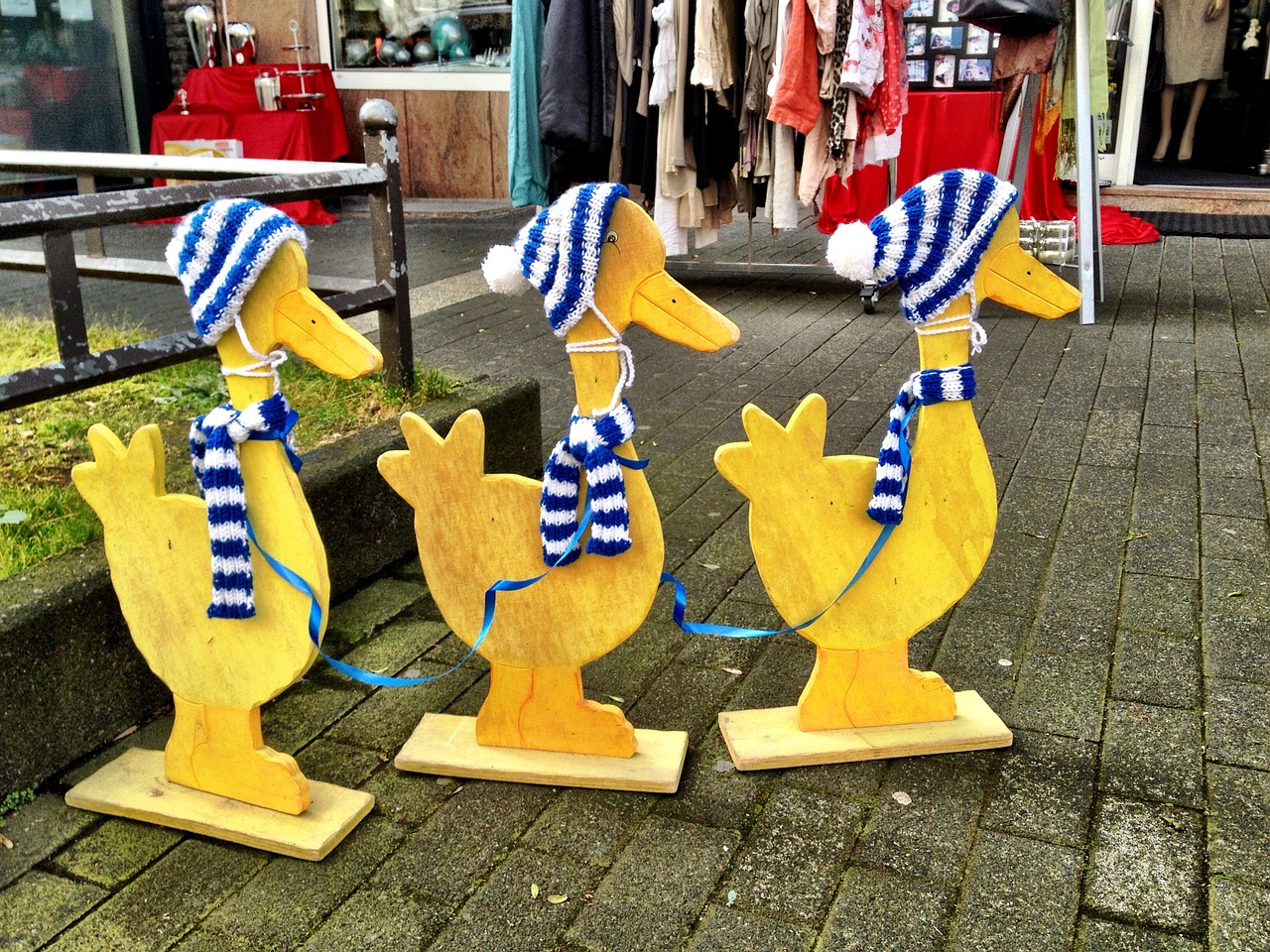 duck wooden group free photo
