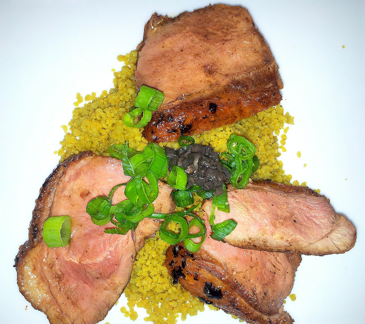 duck breast main course rice free photo