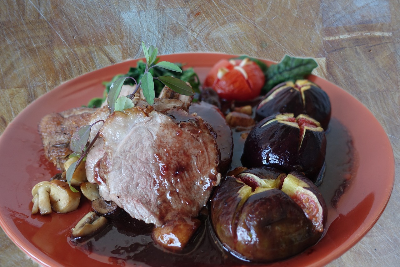 duck breast figs food free photo