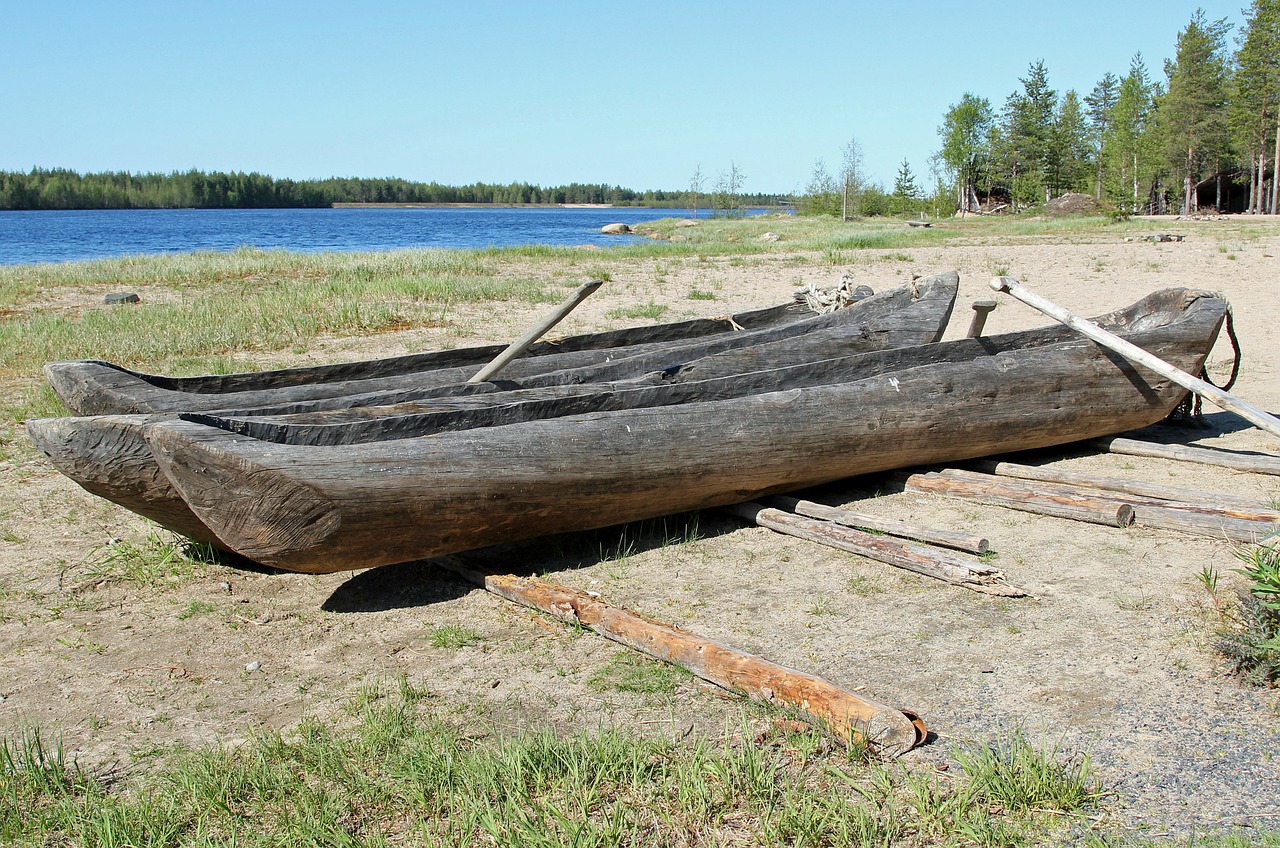 dugout boats finland landscape free photo