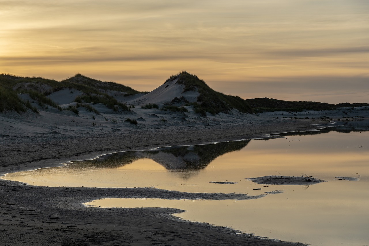 dunes  water  sunset free photo