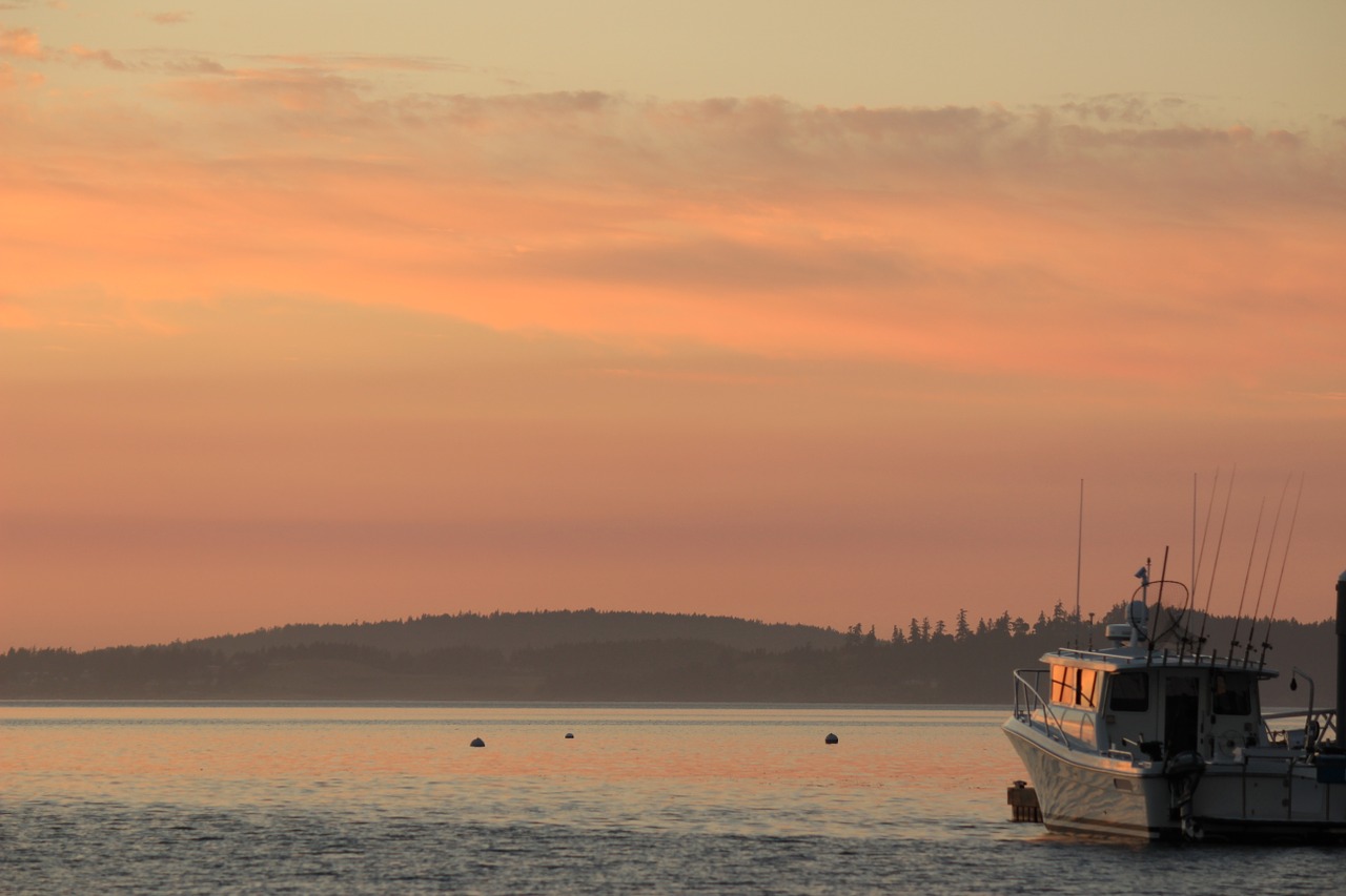 dusk boat marine free photo