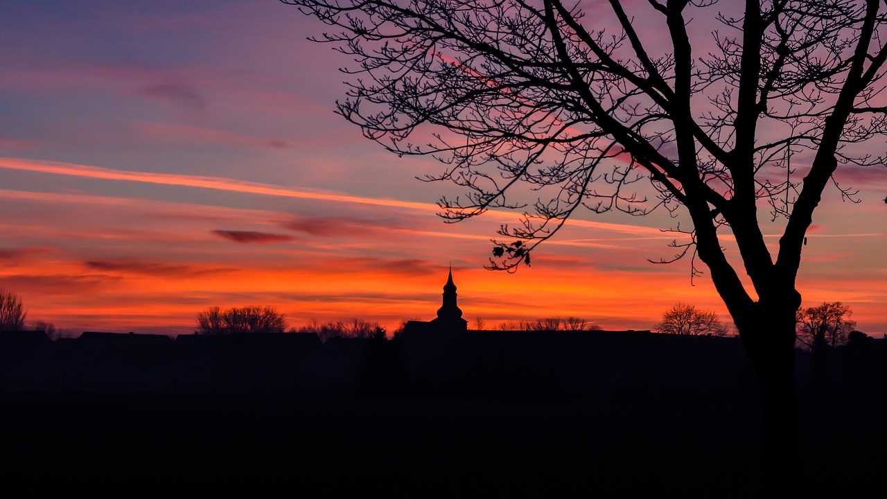 dusk winter evening church free photo