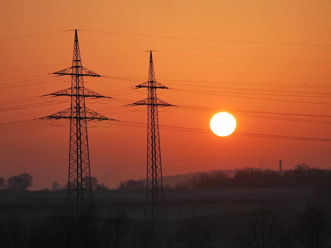 dusk power poles industry free photo