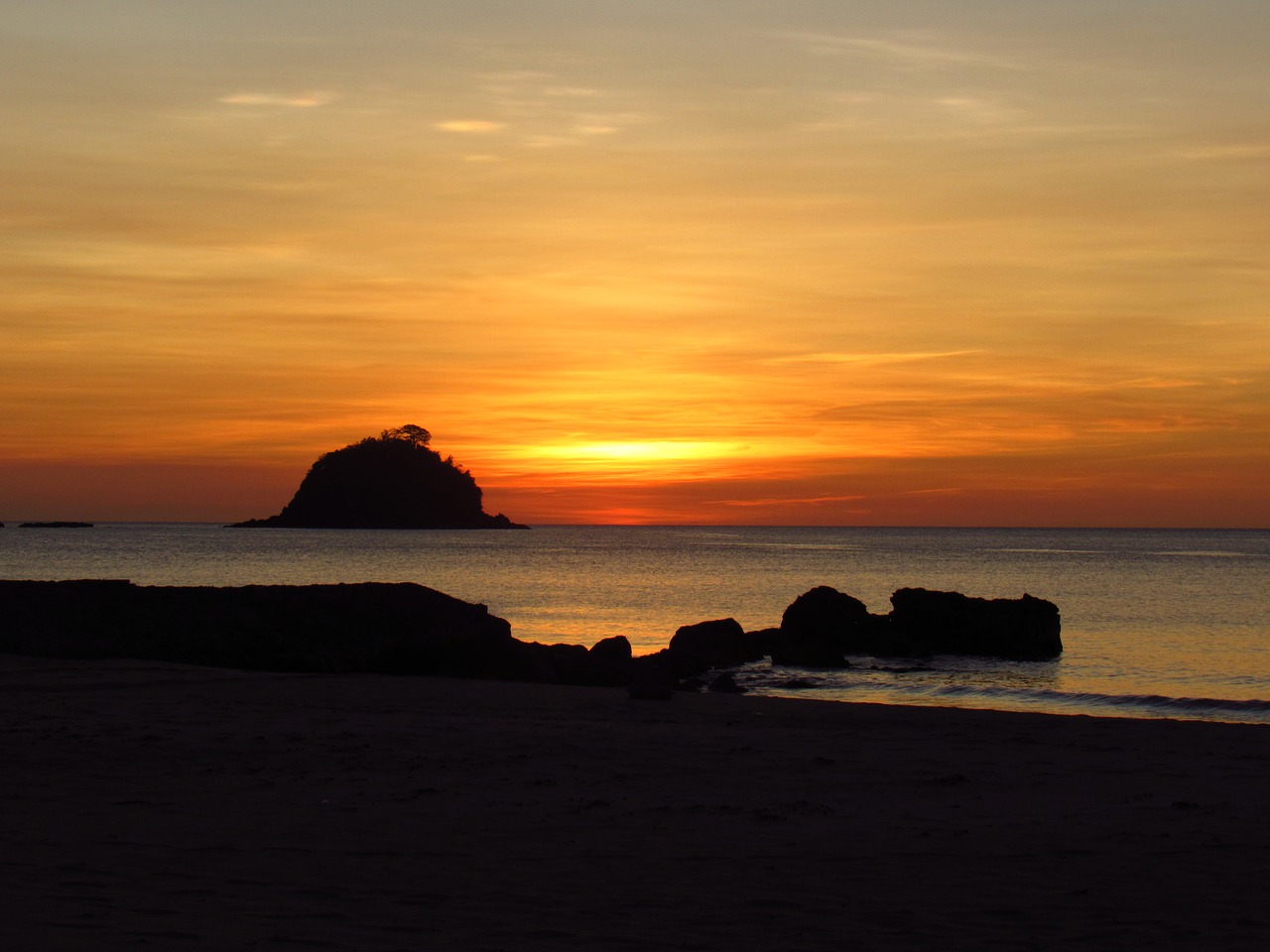 dusk sunset beach free photo