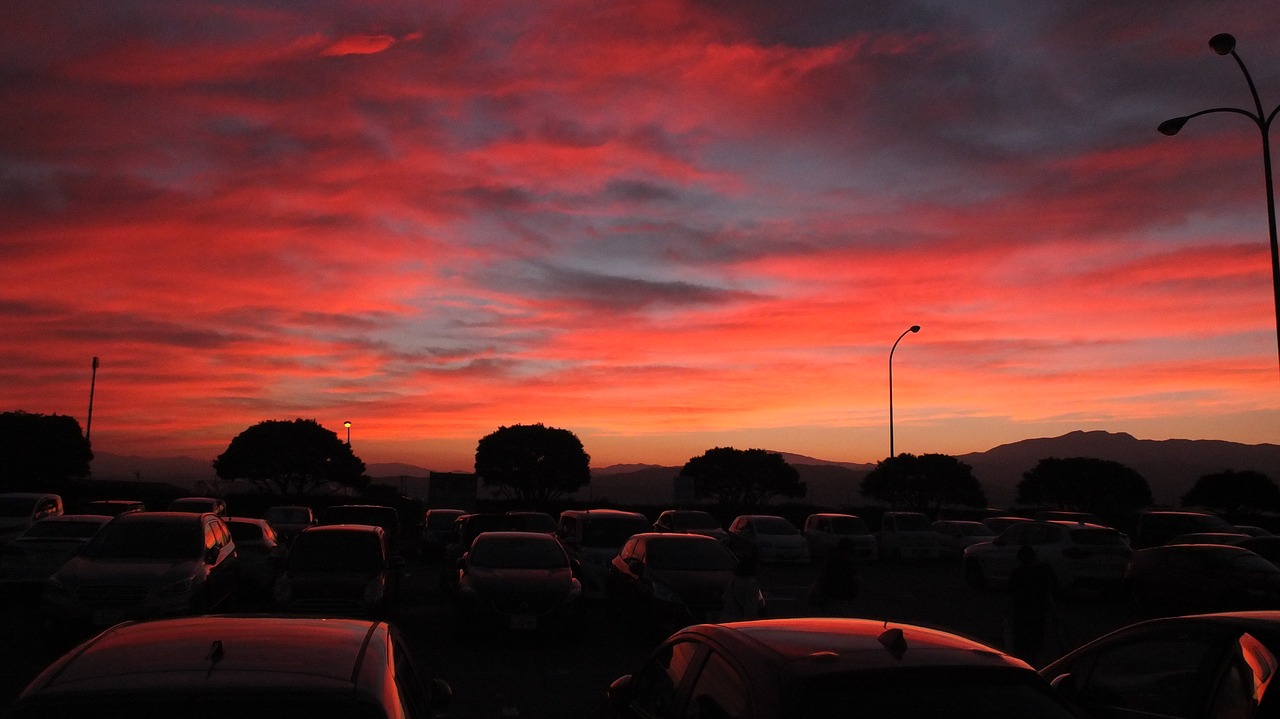 dusk  parking lot  sky free photo